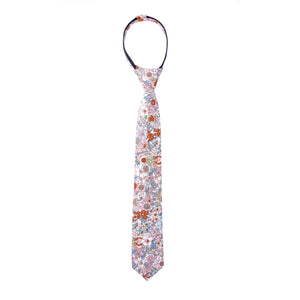 Boys' Cotton Floral Skinny Zipper Tie, Blue/Pink (Color F27)