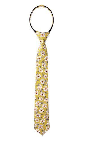 Boys' Ivory Cotton Blend Dress Shirt and Skinny Floral Cotton Necktie (Color F32)