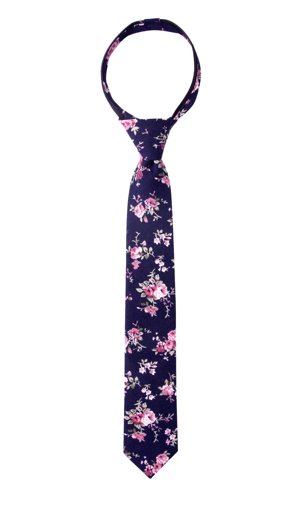 Boys' Light Pink Cotton Blend Dress Shirt and Skinny Floral Cotton Necktie (Color F38)