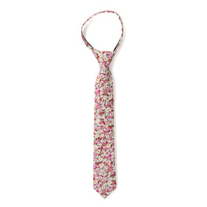 Boys' Cotton Floral Skinny Zipper Tie, Cinnamon (Color F46)