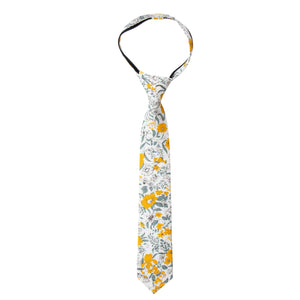Boys' Cotton Floral Skinny Zipper Tie, Marigold (Color F49)