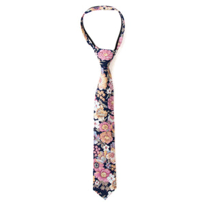 Boys' Cotton Floral Skinny Zipper Tie, Quartz (Color F52)