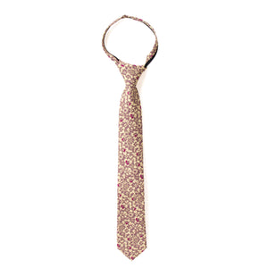 Boys' Cotton Floral Skinny Zipper Tie, Rose Gold (Color F55)
