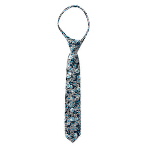 Boys' Cotton Floral Skinny Zipper Tie, Blue (Color F58)