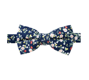 Boys' Cotton Floral Bow Tie, Navy (Color F21)