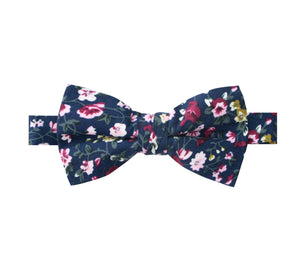 Boys' Cotton Floral Bow Tie, Navy (Color F23)