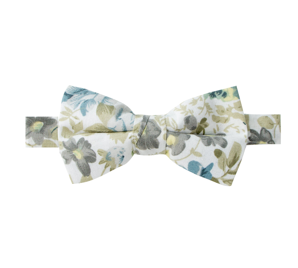 Boys' Cotton Floral Bow Tie, Yellow (Color F24)