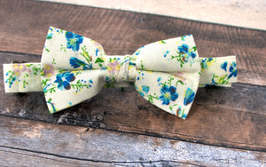 Boys' Cotton Floral Bow Tie, Light Blue (Color F26)