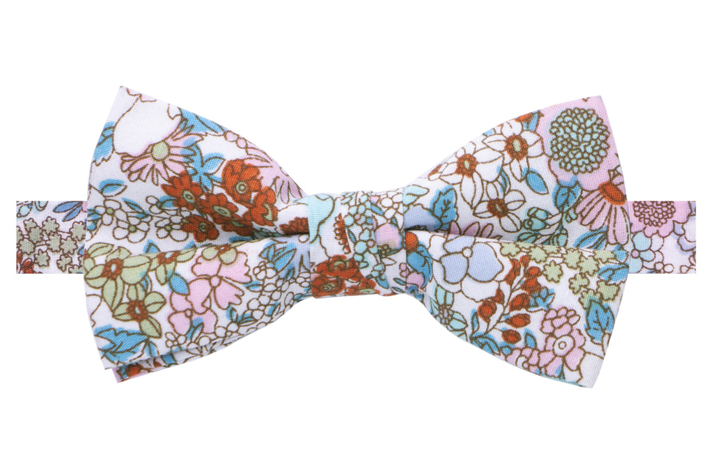 Boys' Cotton Floral Bow Tie, Blue/Pink (Color F27)