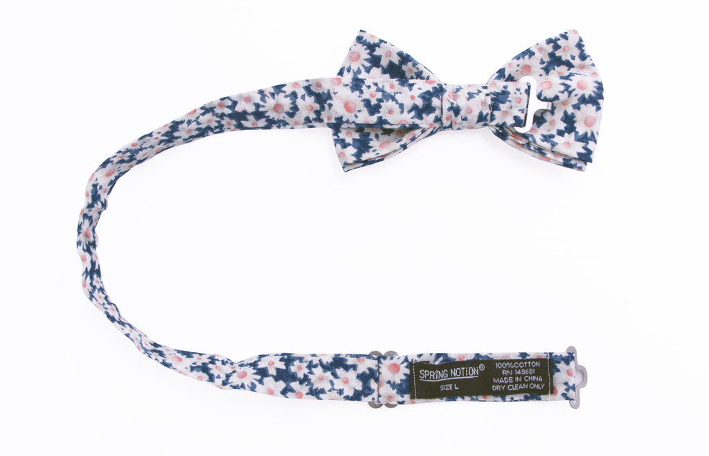 Boys' Cotton Floral Bow Tie, Blue/Pink (Color F28)