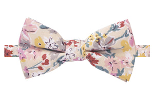 Boys' Cotton Floral Bow Tie, Ivory (Color F33)