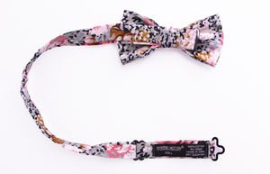 Boys' Cotton Floral Bow Tie, Black/Pink (Color F34)