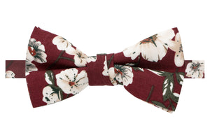 Boys' Cotton Floral Bow Tie, Burgundy (Color F37)