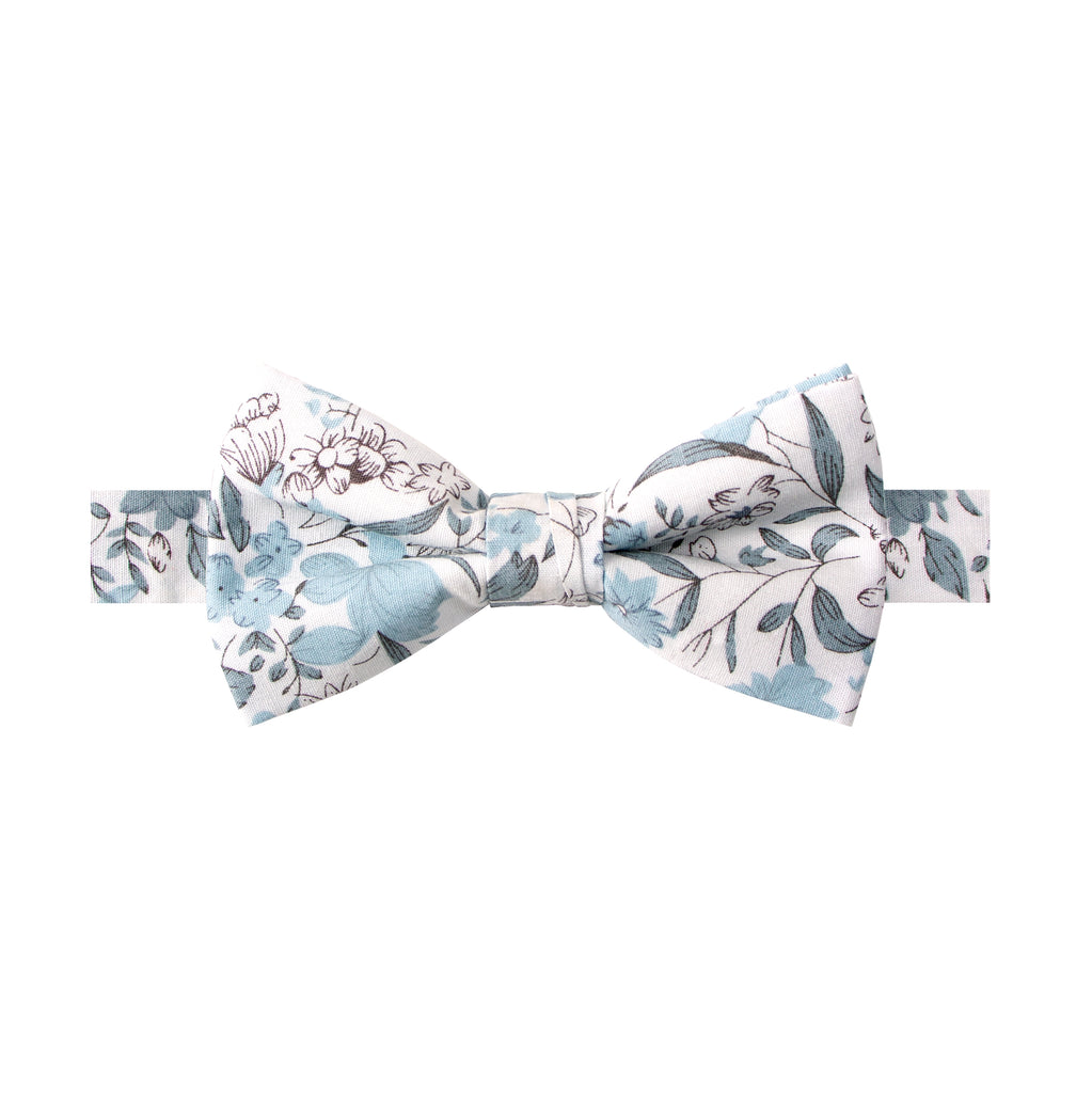 Boys' Cotton Floral Pre-tied Bow Tie, Dusty Blue (Color F48)