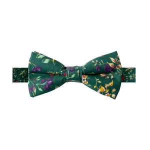 Boys' Cotton Floral Pre-tied Bow Tie, Juniper (Color F51)