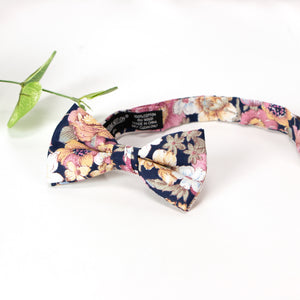 Boys' Cotton Floral Pre-tied Bow Tie, Quartz (Color F52)