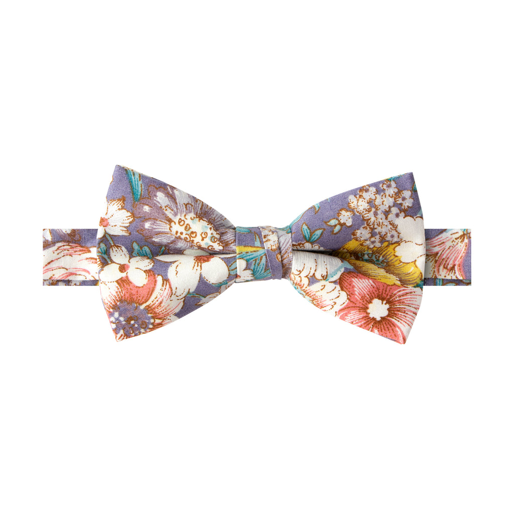 Boys' Cotton Floral Pre-tied Bow Tie, Lavender Haze (Color F53)