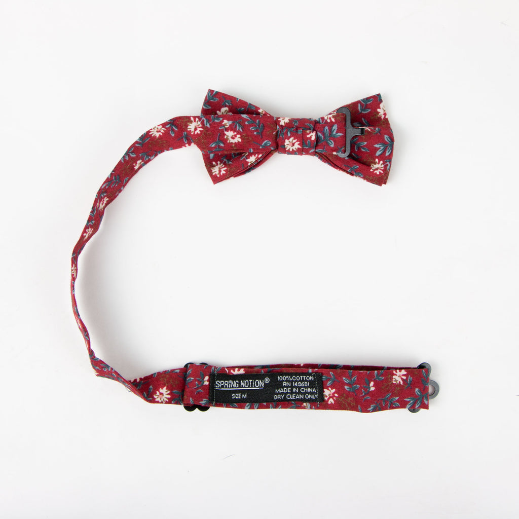 Boys' Cotton Floral Pre-tied Bow Tie, Rust (Color F56)