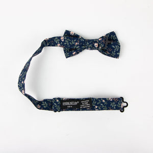 Boys' Cotton Floral Pre-tied Bow Tie, Navy (Color F57)