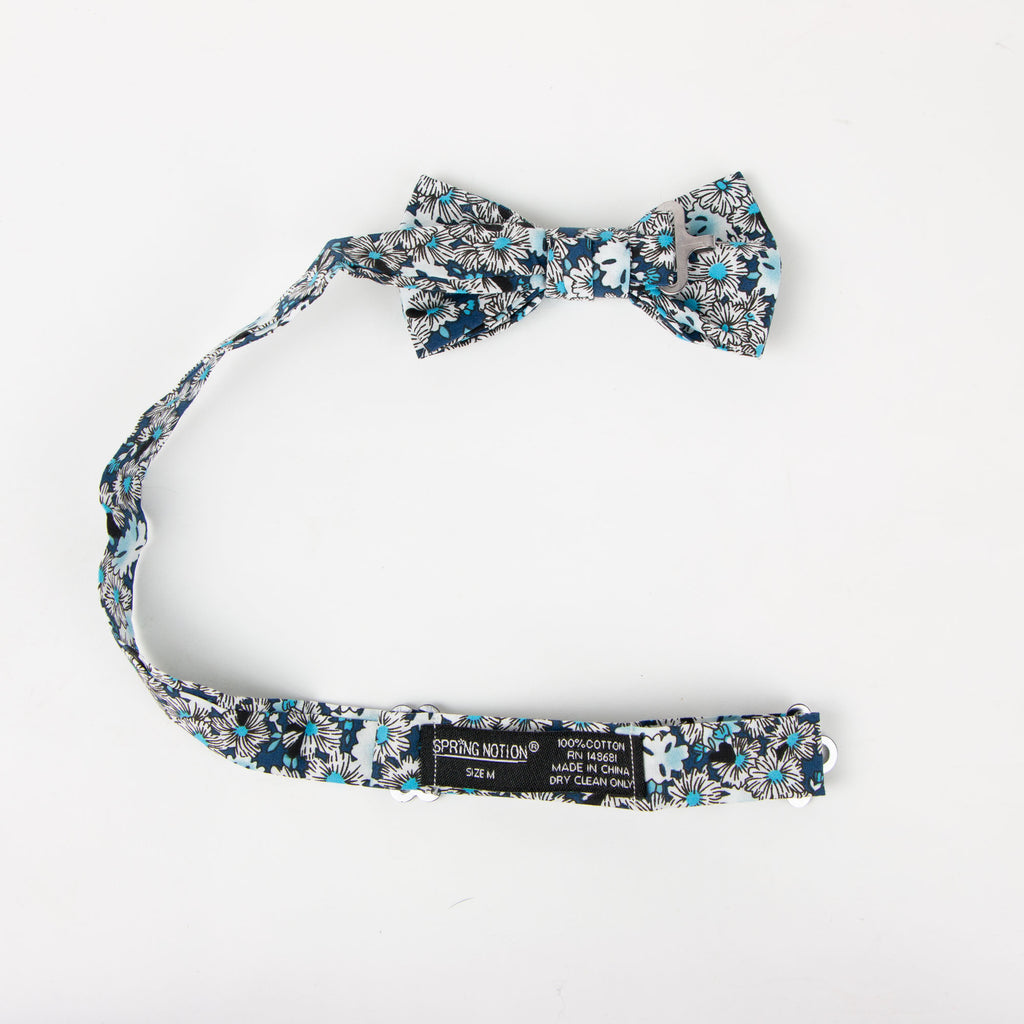Boys' Cotton Floral Pre-tied Bow Tie, Blue (Color F58)