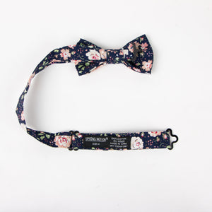 Boys' Cotton Floral Pre-tied Bow Tie, Navy Blush Pink (Color F59)