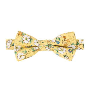 Boys' Cotton Floral Pre-tied Bow Tie, Yellow (Color F61)