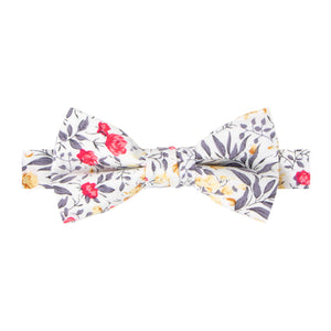 Boys' Cotton Floral Pre-tied Bow Tie, Yellow Red Grey (Color F62)