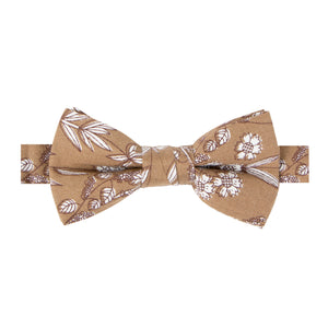 Boys' Cotton Floral Pre-tied Bow Tie, Brown (Color F65)