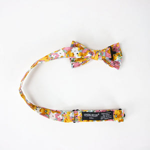 Boys' Cotton Floral Bow Tie, Mustard/Pink (Color F68)