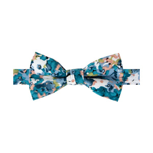 Boys' Cotton Floral Bow Tie, Teal (Color F69)