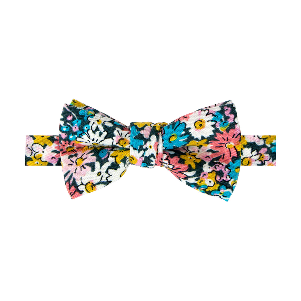 Boys' Cotton Floral Bow Tie, Navy/Coral (Color F71)