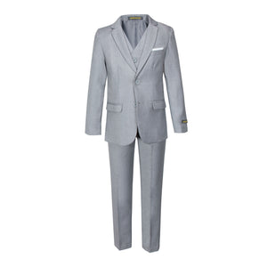 Boys' Light Gray 3-Piece Slim Fit Suit Set