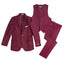 Boys' Burgundy 3-Piece Slim Fit Suit Set