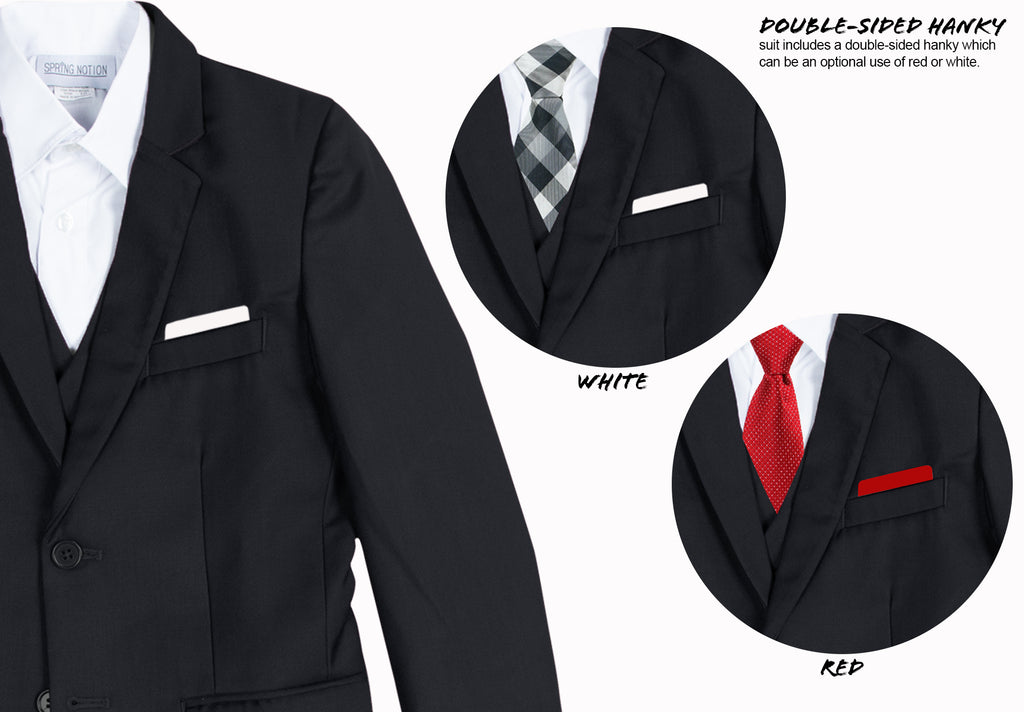 Boys' Black 3-Piece Slim Fit Suit Set