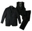 Boys' Black Three Piece Two-Button Suit Set