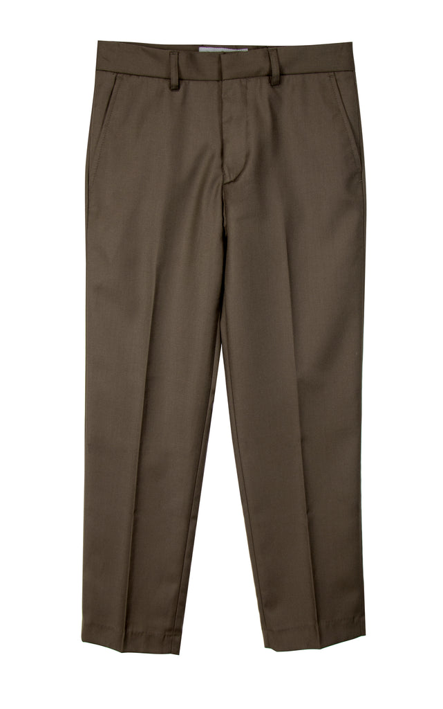 Boys' Brown Flat Front Dress Pants – SPRING NOTION Boys' Brown Flat Front Dress Pants – SPRING NOTION