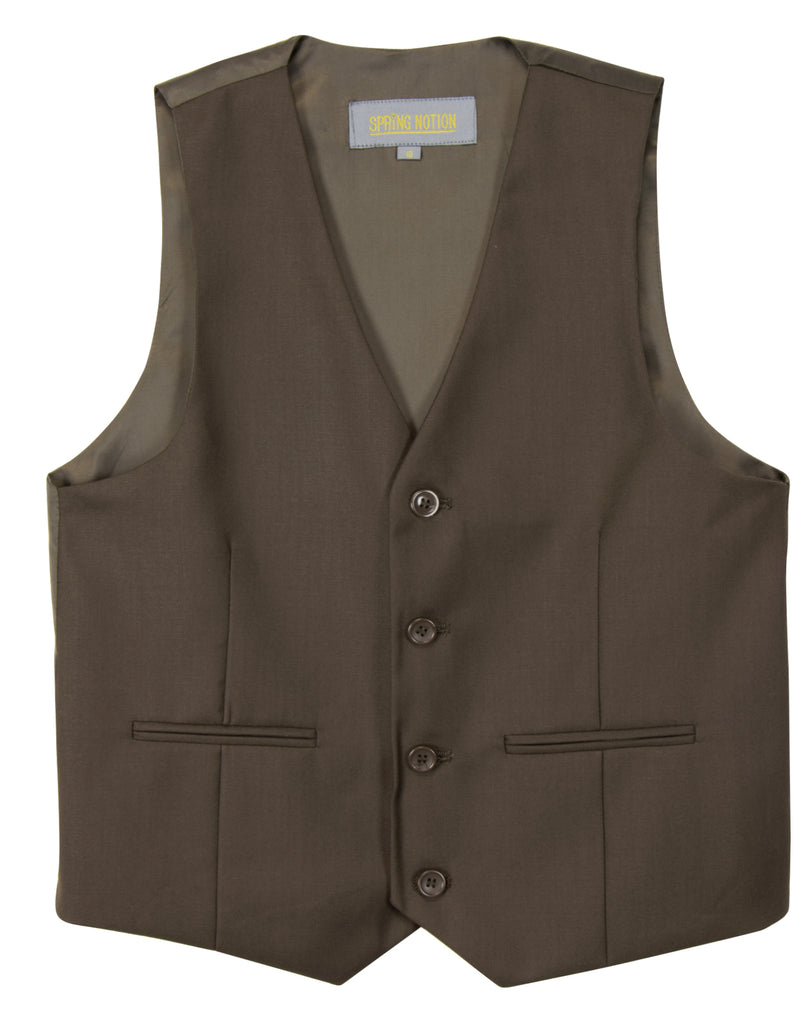 Boys' Brown Four Button Suit Vest Waistcoat