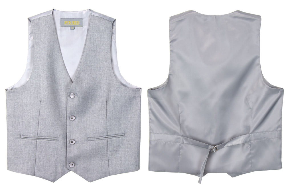 Boys' Light Grey-C Four Button Suit Vest Waistcoat