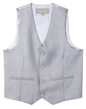 Boys' Light Grey-C Four Button Suit Vest Waistcoat