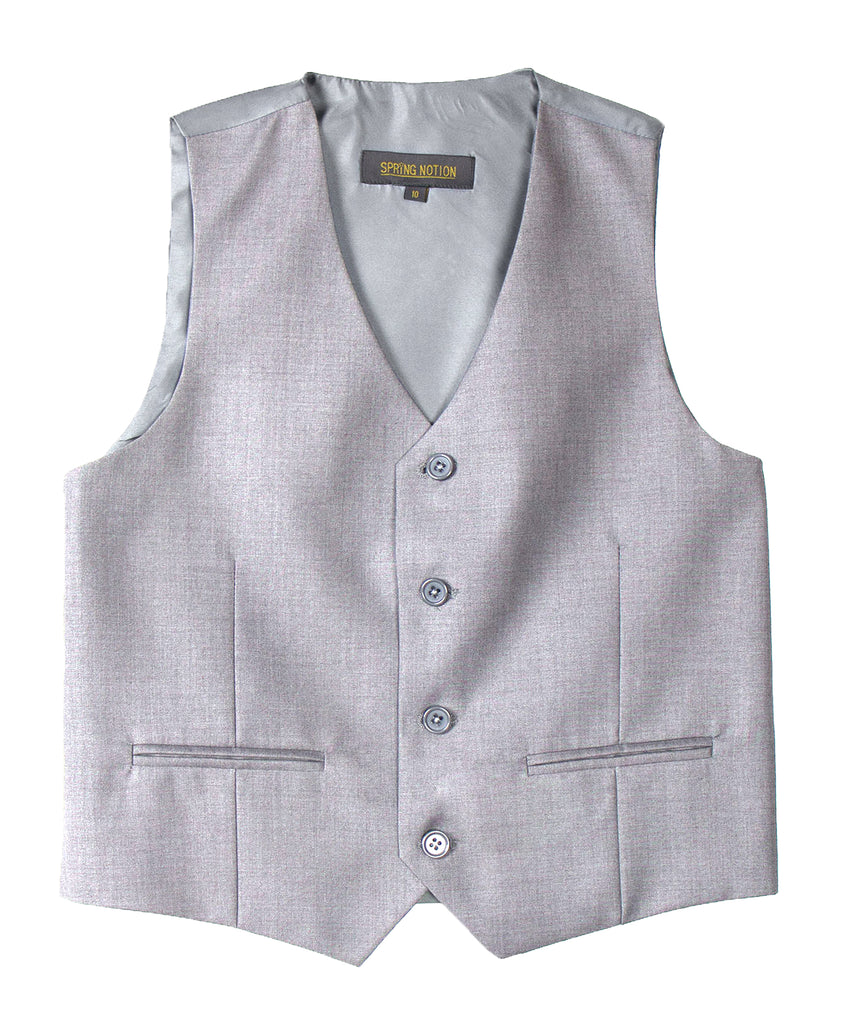 Boys' Light Grey Four Button Suit Vest Waistcoat