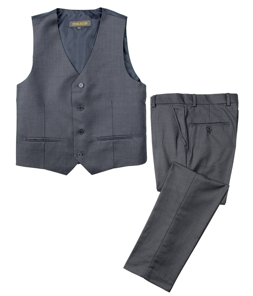 Boys' Charcoal 2-Piece Vest Set