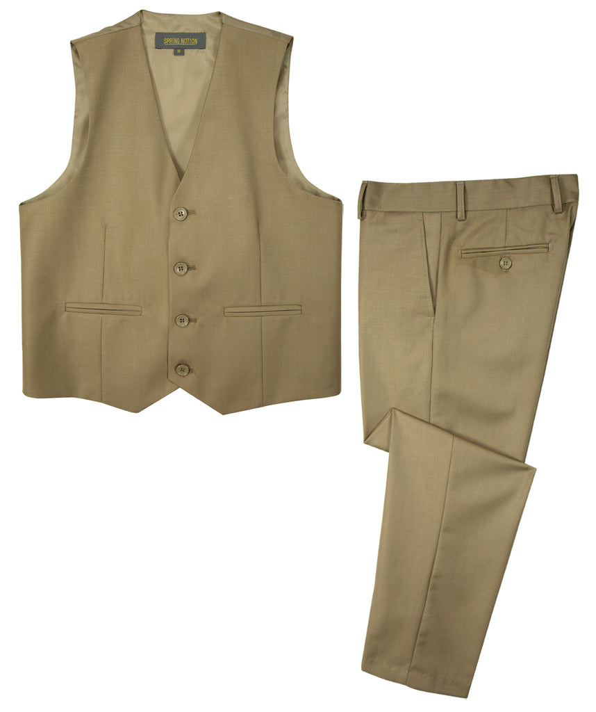 Boys' Khaki 2-Piece Vest Set