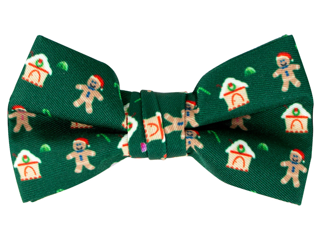 Boys' Printed Christmas Themed Bow Tie, Gingerbread Man