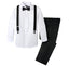 Boys' 4 Piece Suspenders Outfit, Black/White/Black