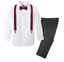 Boys' 4 Piece Suspenders Outfit, Charcoal/White/Burgundy