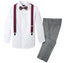 Boys' 4 Piece Suspenders Outfit, Grey/White/Burgundy 03
