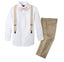 Boys' 4 Piece Suspenders Outfit, Tan/White/Champagne/Blush Pink