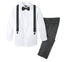 Boys' 4 Piece Suspenders Outfit, Charcoal/White/Charcoal/Black
