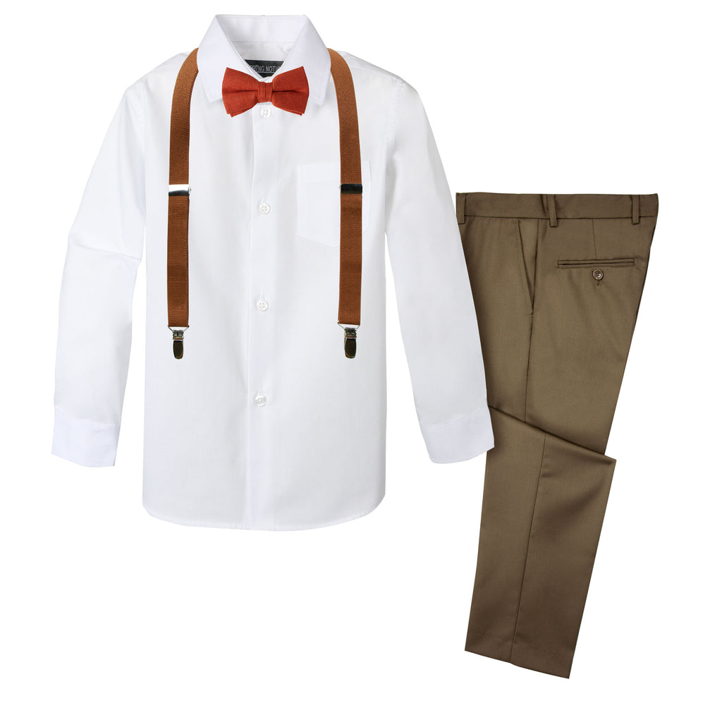 Boys' 4 Piece Suspenders Outfit, Toast/Cognac Brown/Linen Rust SPRING NOTION Boys' 4 Piece Suspenders Outfit, Toast/Cognac Brown/Linen Rust SPRING NOTION