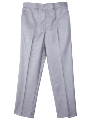 Boys' Light Grey Flat Front Dress Pants